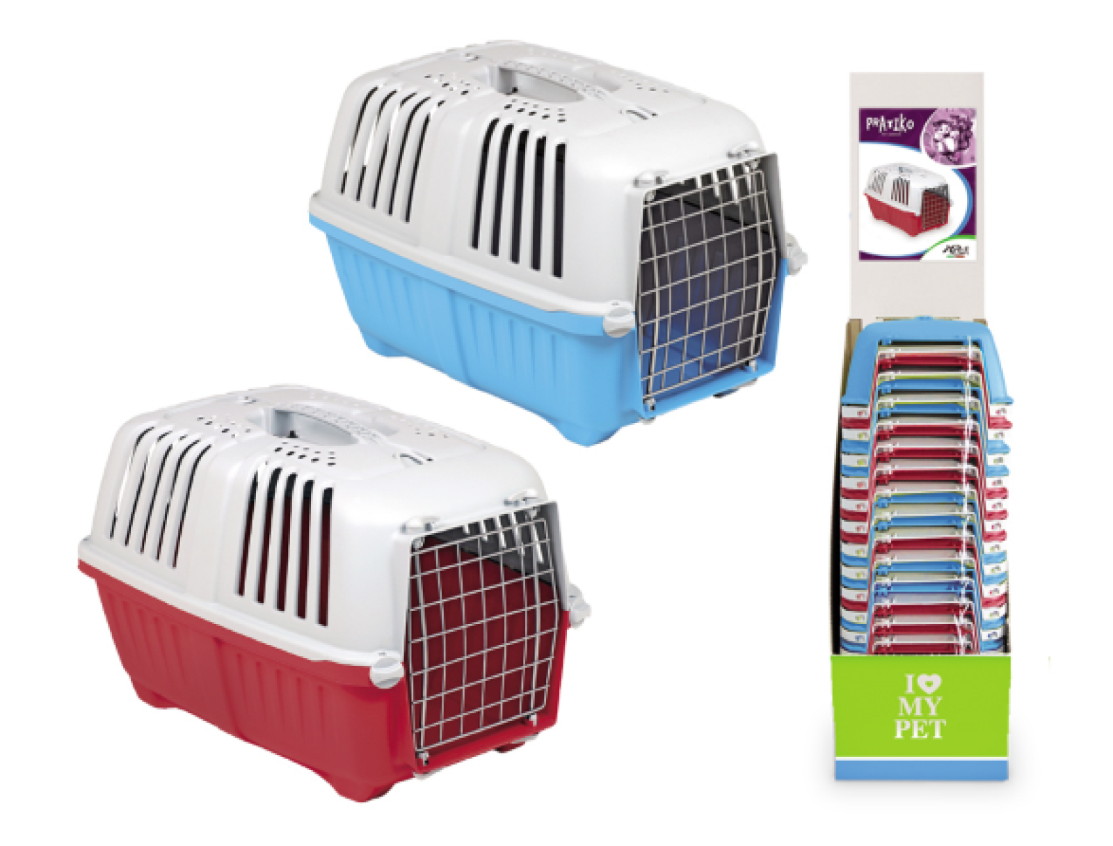 Cusca transport pentru caini 'PRATIKO METAL' | 2 culori asortate | DISPLAY 14 buc.